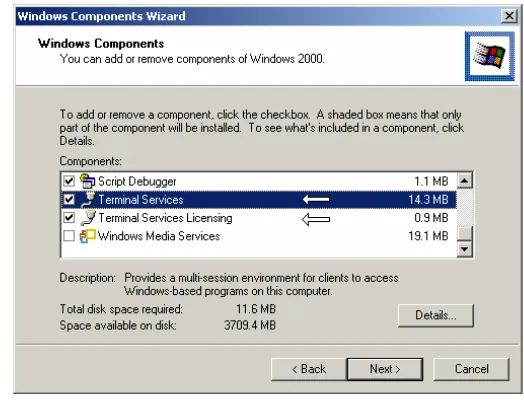 Gambar 8.1 Kotak dialog Windows Component 
