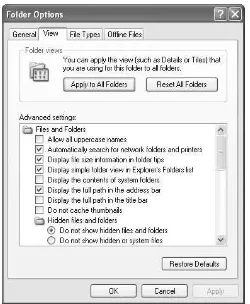 Gambar 5.12. Tampilan Advanced Settings di Folder Options 