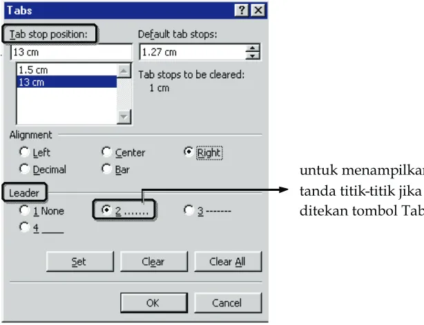 Gambar 25.  Tampilan Kotak Dialog Tabs