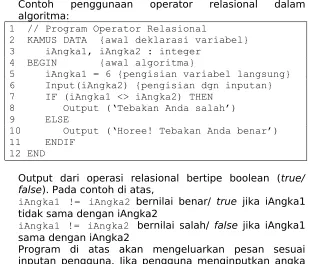 Tabel 4. Operator relasional