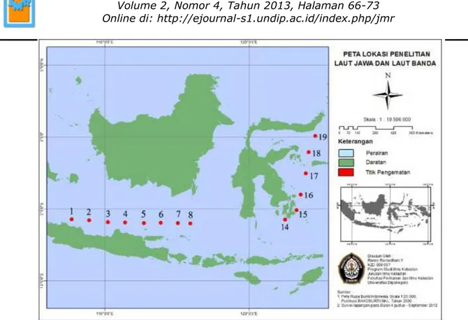 Gambar 1. Peta Lokasi Pengambilan Sampel dengan Kapal Baruna Jaya III  Penentuan  stasiun  penelitan 