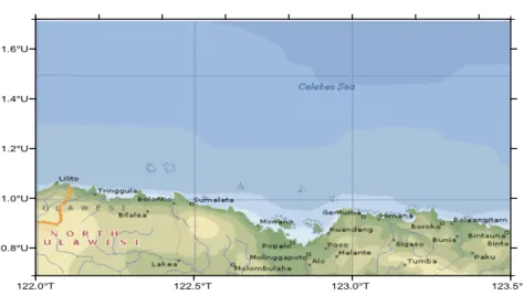 Gambar 1. Peta Lokasi Penelitian di Kwandang Gorontalo Utara. Figure 1. Map showing of the study in Kwandang-North Gorontalo.