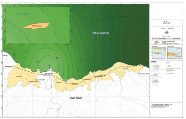 Gambar 4. Peta salinitas laut di Probolinggo Tahun 2017
