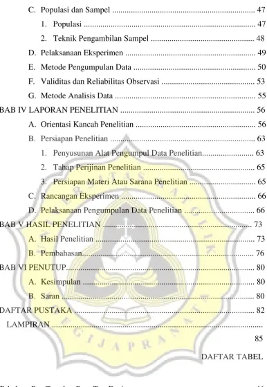 Tabel    : Pre-Test dan Post-Test Design..........................................................