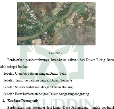 Gambar 2. Berdasarkan pembentukannya, batas-batas wilayah dari Dusun Biring Bonto 
