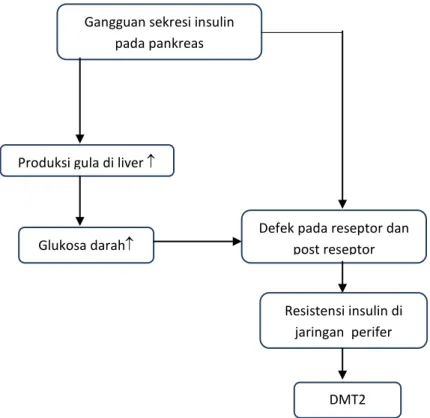 Gambar 1. Patofisiologi Diabetes Melitus Tipe 2 [9] 