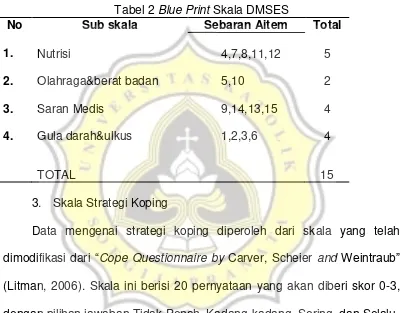 Tabel 2 Blue Print Skala DMSES 