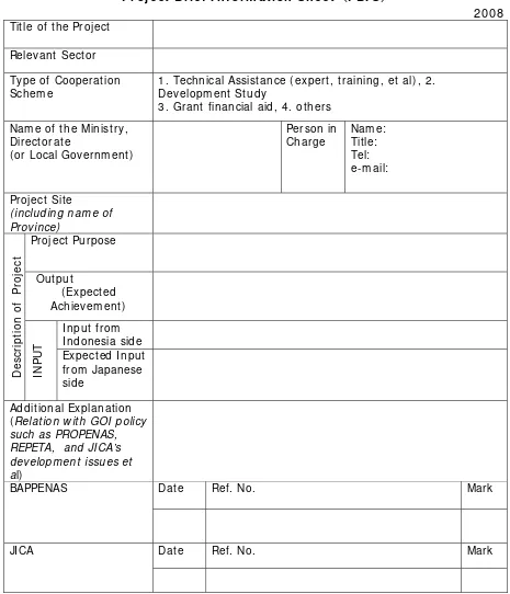 Tabel 5 . Contoh Form at Usulan ke JI CA ( PBI S)  