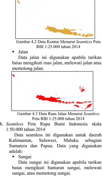 Gambar 4.2 Data Kontur Menurut Seamless Peta  RBI 1:25.000 tahun 2014 