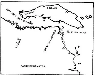Gambar 9. Peta sketsa Selat Bangka berdasarkan Andre Persira Dos Reis  tahun 1654 (Sumber: dok