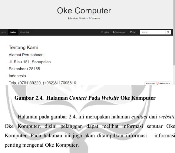 Gambar 2.4.  Halaman Contact Pada Website Oke Komputer 