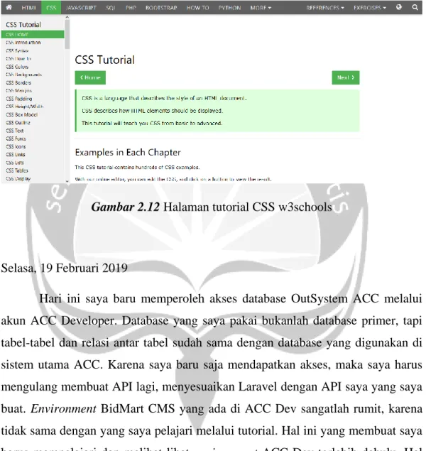 Gambar 2.12 Halaman tutorial CSS w3schools 