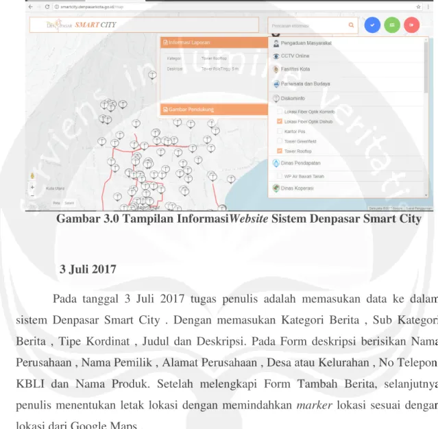 Gambar 3.0 Tampilan InformasiWebsite Sistem Denpasar Smart City 