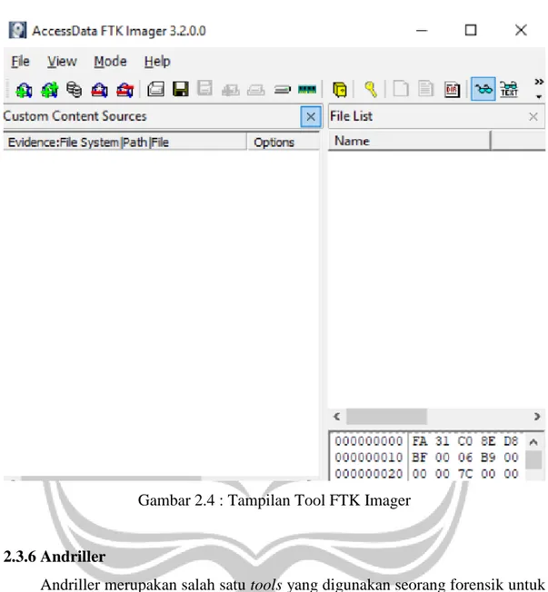 Gambar 2.4 : Tampilan Tool FTK Imager 