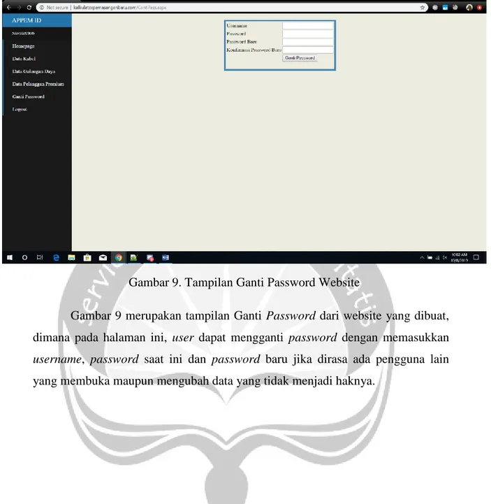 Gambar 9. Tampilan Ganti Password Website 