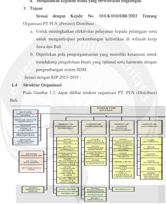 Gambar 1.2. Struktur Organisasi PT. PLN Distribusi. 
