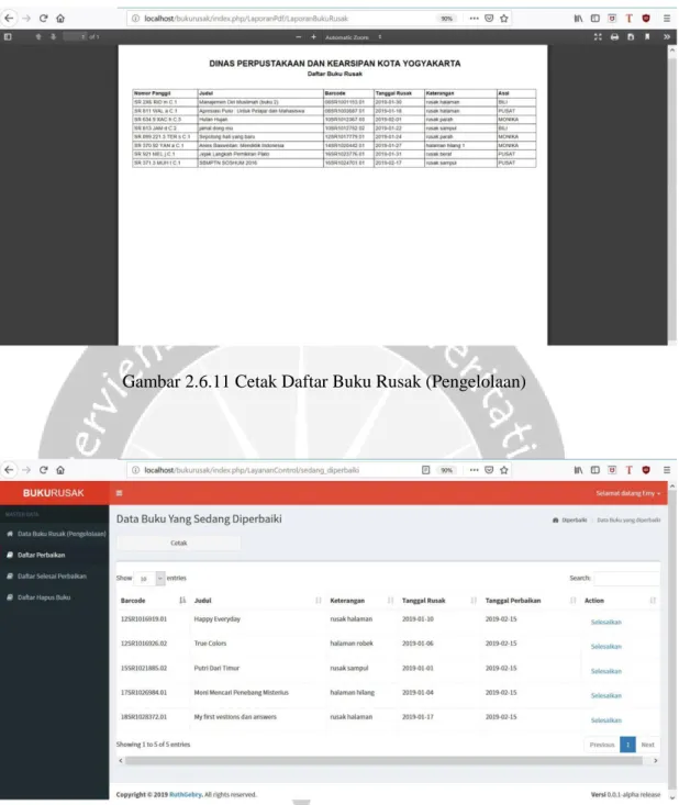 Gambar 2.6.12 Menu Daftar Buku Perbaikan (Pengelolaan) 