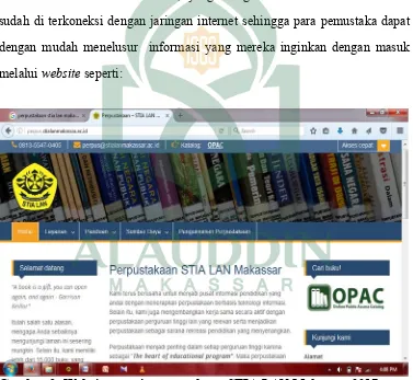 Gambar 2: Website resmi perpustakaan STIA LAN Makassar 2017.