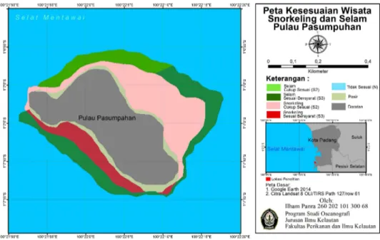 Gambar 5. Peta Kesesuaian Wisata Snorkeling dan Selam Pulau Pasumpahan 