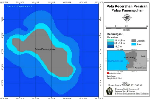 Gambar 3. Peta Kecerahan perairan Pulau Pasumpahan musim peralihan   Kecepatan Arus 