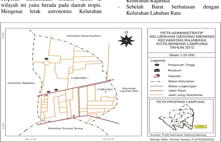 Gambar 1. Peta Administratif  Kelurahan  Gedong Meneng  