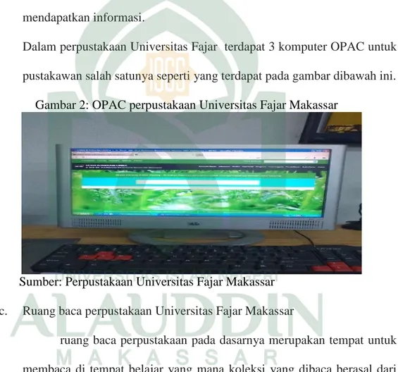 Gambar 2: OPAC perpustakaan Universitas Fajar Makassar