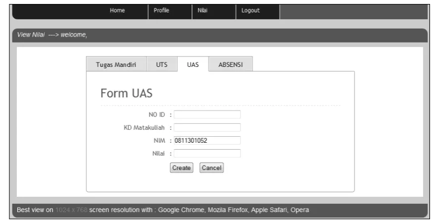 Gambar 10. Tampilan Menu Dosen input nilai UTS 