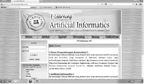Gambar 5. Tampilan home website e-learning Artificial Informatics 