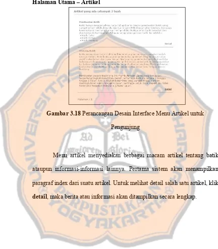 Gambar 3.18 Perancangan Desain Interface Menu Artikel untuk 