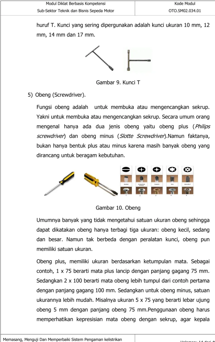 Gambar 9. Kunci T  5)  Obeng (Screwdriver). 