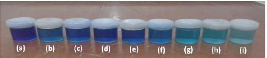 Figure 4. (a).  Methylene blue solution from water ﬁ ltration process through single layered porous