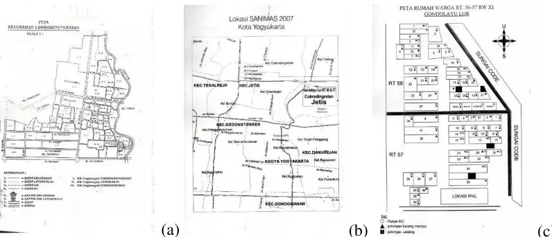 Gambar 1. Pemetaan (a) Kelurahan Cokrodiningratan (b) Lokasi SANIMAS Kampung 
