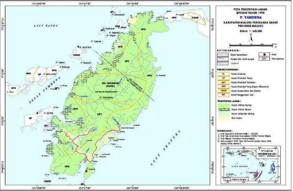 Gambar 4.5.  Peta Tutupan Lahan  Pulau Yamdena Tahun 1998 