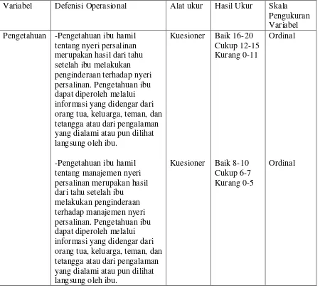 Tabel 1. Defenisi Operasional Penelitian 