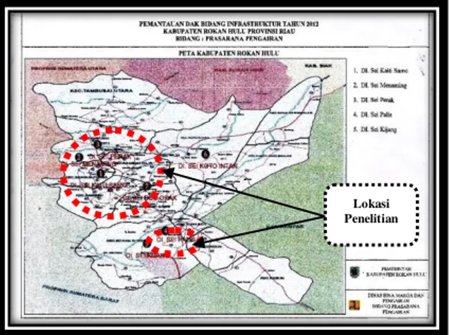Gambar 2. Peta Lokasi Tinjauan Daerah Irigasi  Kabupaten Rokan Hulu 