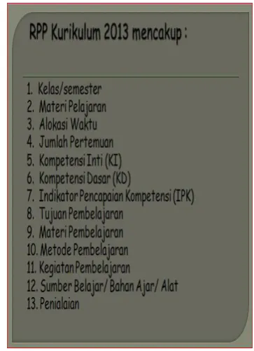 Gambar 3. Format RPP kurikulum 2013 di 