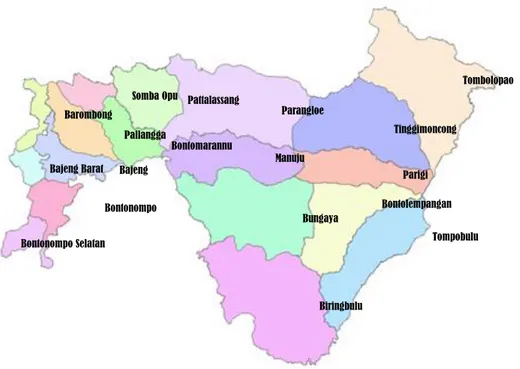 Gambar 1. Peta Administratif Kabupaten Gowa 
