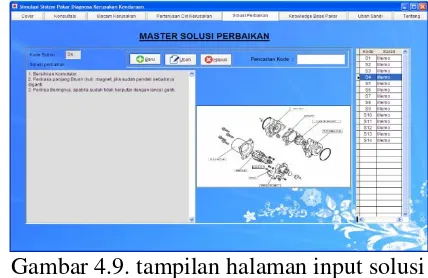 Gambar 4.9. tampilan halaman input solusi perbaikan 