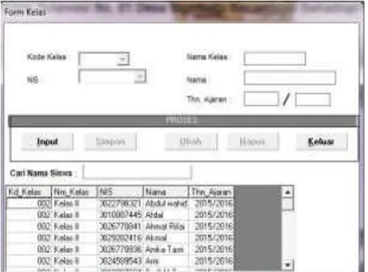Gambar 7. Dialog Layar Form Input Data Siswa Dalam Kelas 