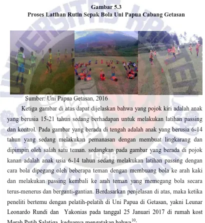 Gambar 5.3  Proses Latihan Rutin Sepak Bola Uni Papua Cabang Getasan 