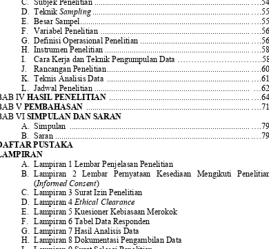 Tabel 4.1 Distribusi Frekuensi Karakteristik Sampel Penelitian .......................