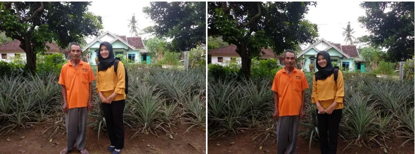 Gambar 4. Foto bersama anggota kelompok tani makmur saat melihat pekarangan 