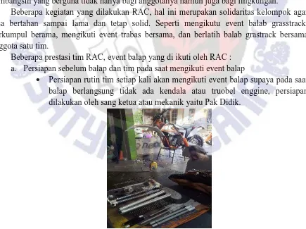 Gambar 3 saat mekanik RAC melakukan pengecekan motor sebelum event 