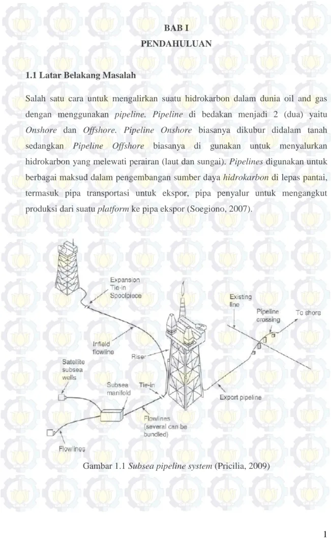 Gambar 1.1 Subsea pipeline system (Pricilia, 2009) 