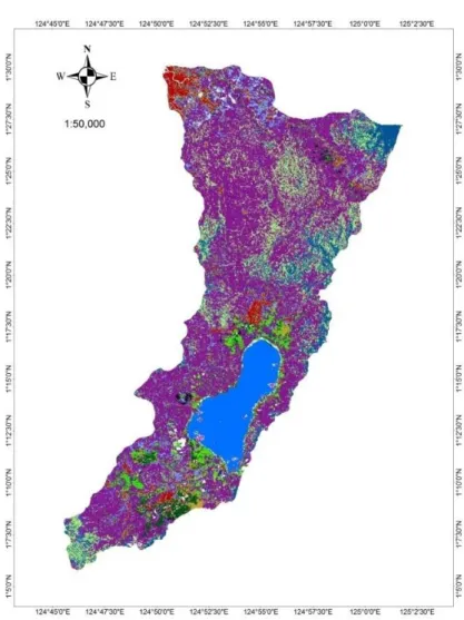 Gambar 4.  Peta hasil analisis perbandingan paska klasifikasi  Gambar 4 memperlihatkan perubahan tutupan lahan 