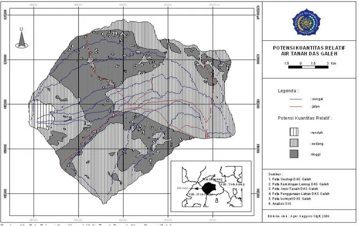Gambar  4. Peta Potensi Kuantitas Relatif Air Tanah Daerah Penelitian 