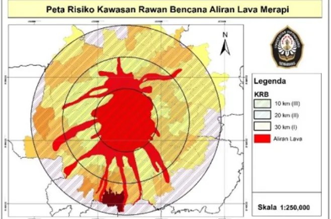 Gambar 7. Peta risiko kawasan rawan bencana aliran lava Merapi 