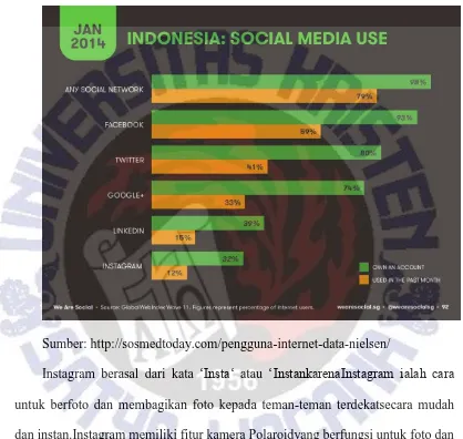 Gambar 1.2. Perkembangan Pengguna Sosial Media di Indonesia 