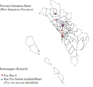 Gambar 2. Sebaran F. oxysporum f. sp.  cubense  di Sumatera Barat (Dis tri bu tion  of  F