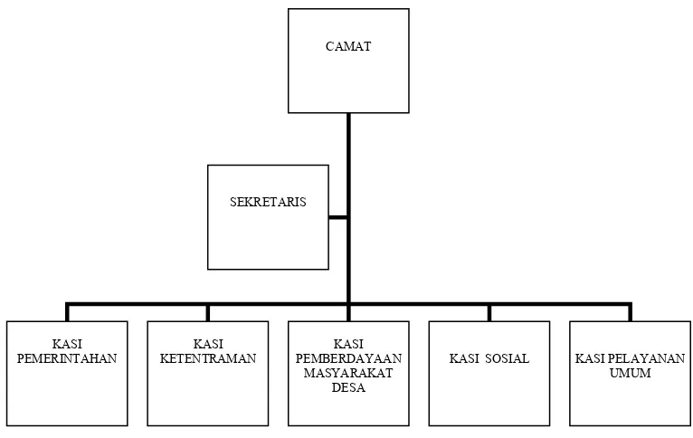 Gambar 4.1 Struktur Organisasi Kecamatan Mengwi Kabupaten Badung Provinsi Bali Berdasarkan Peraturan Daerah Provinsi Bali Nomor 2 Tahun 2001 